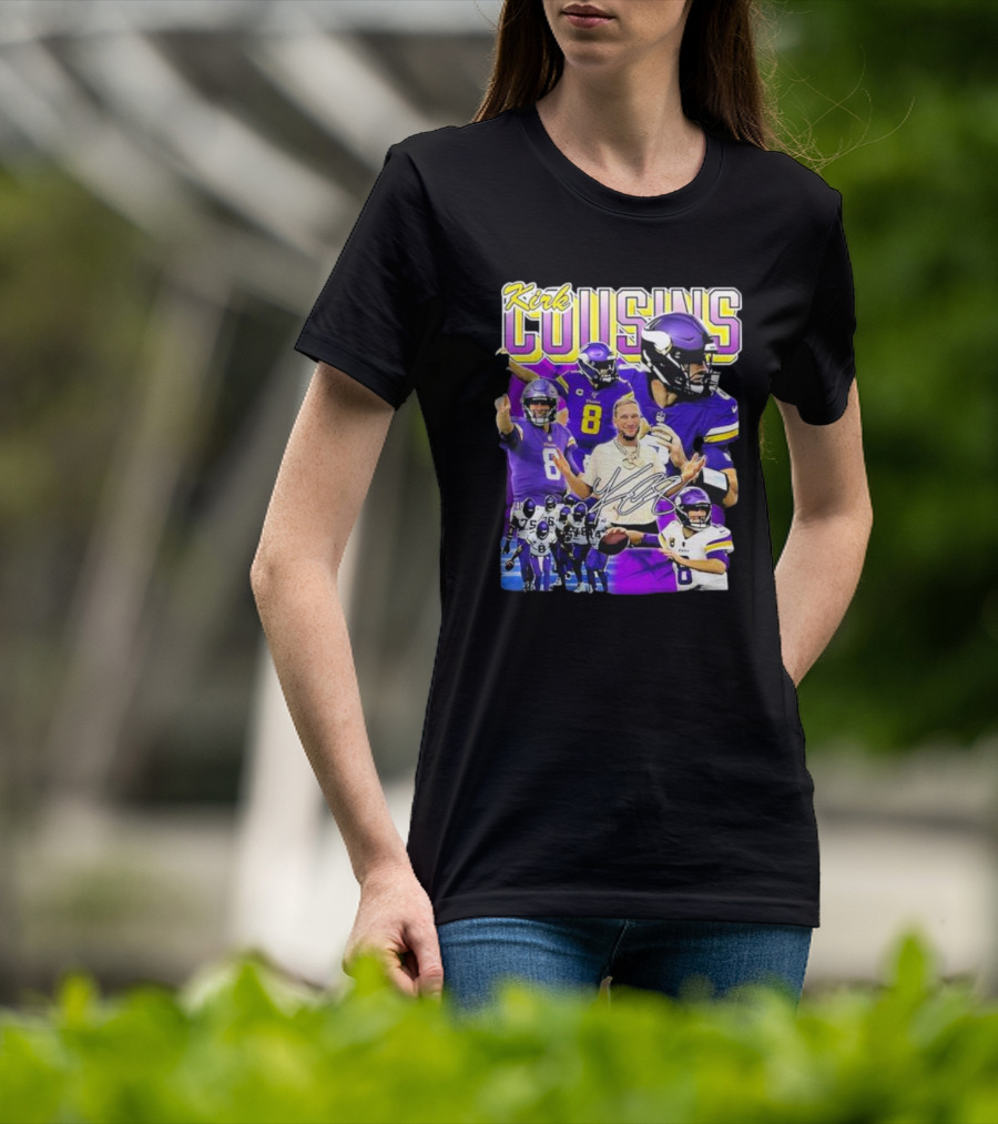 Kirk Cousins Minnesota Vikings Quarterback Number 8 Football Collage T-Shirt