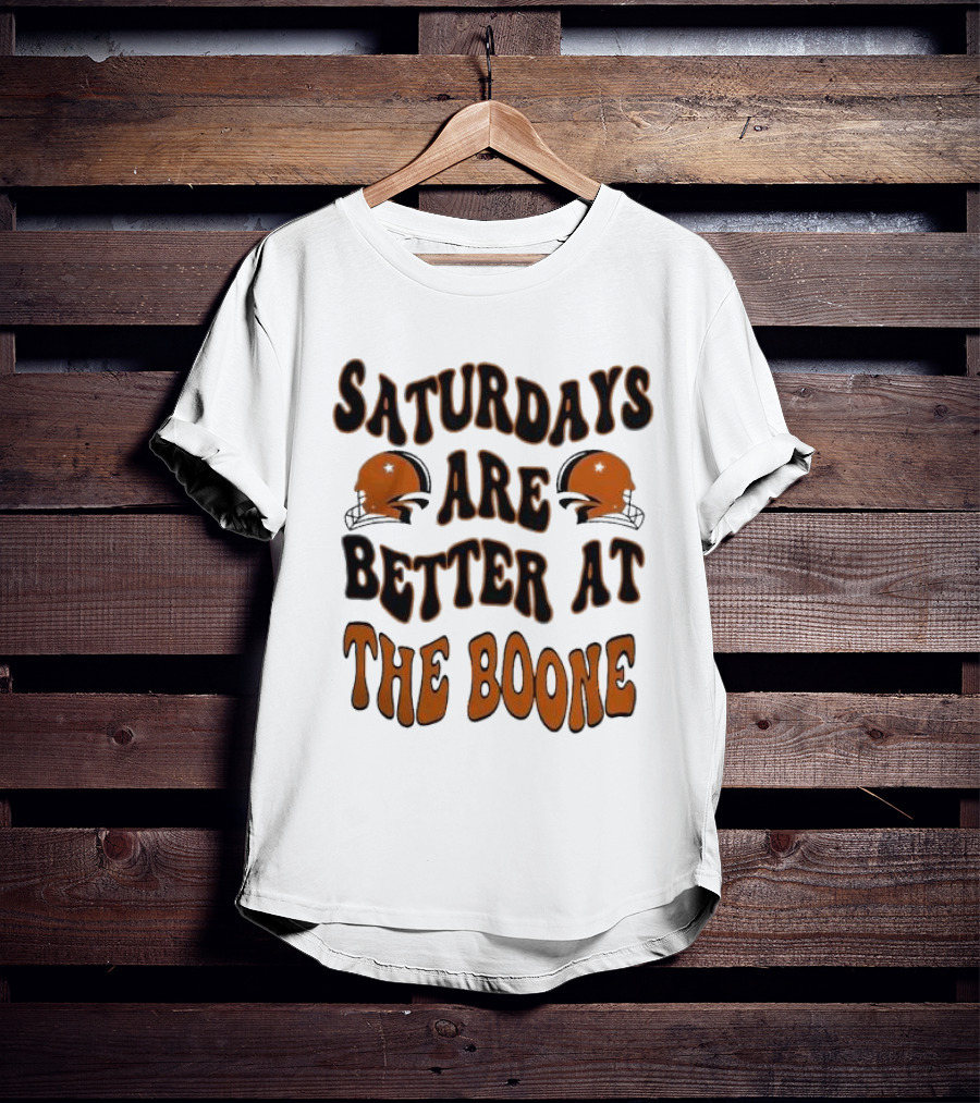 Oklahoma State Cowboys Saturdays Are Better At The Boone With Football Helmets T-Shirt