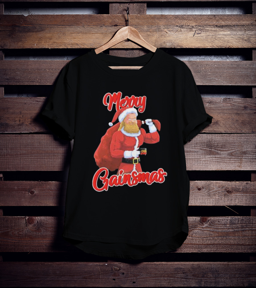 Papa Swolio Merry Gainsmas Santa Claus Fitness Holiday T-Shirt