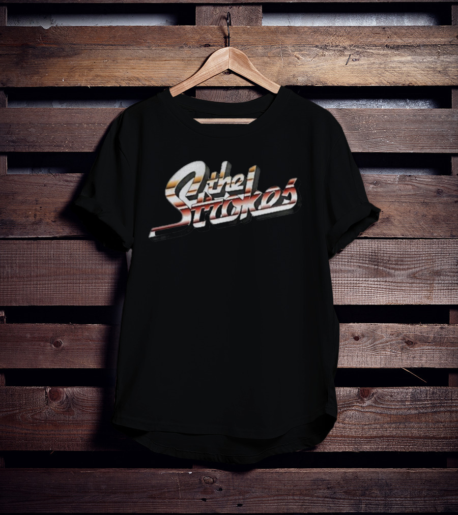The Strokes Retro Style Logo Vintage Band Name Text T-Shirt