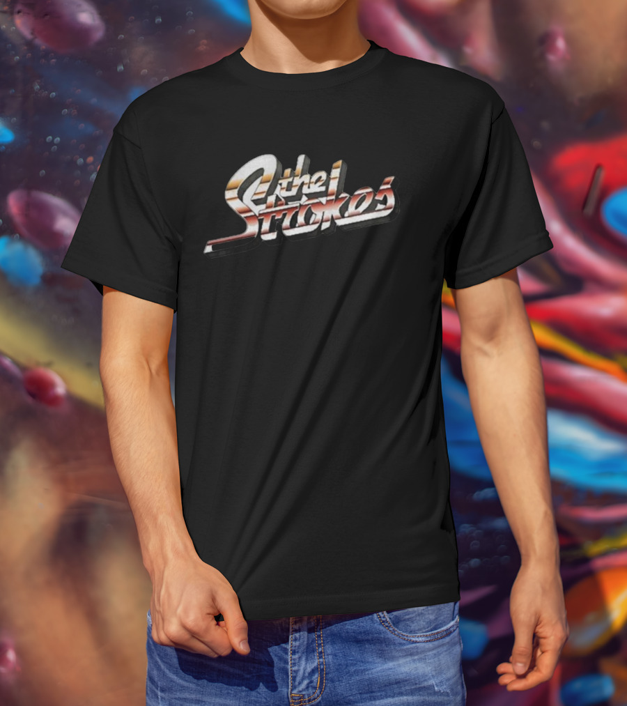 The Strokes Retro Style Logo Vintage Band Name Text T-Shirt