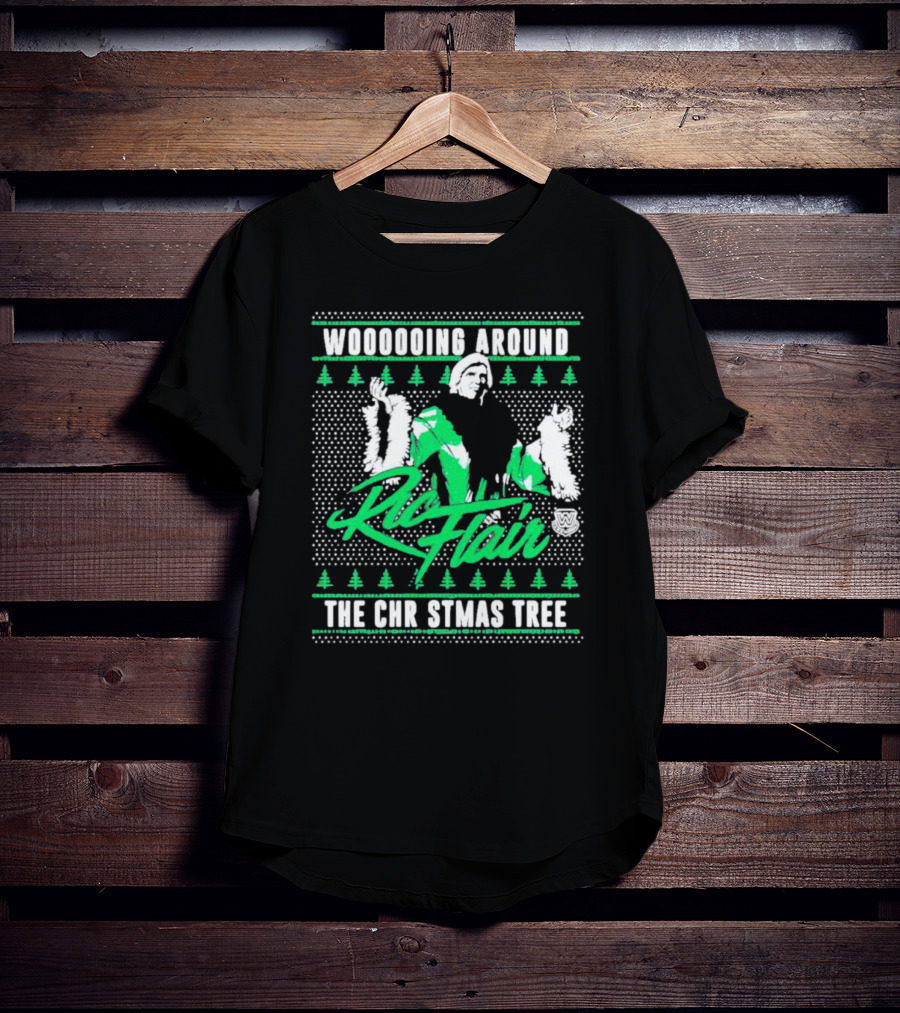Woooooing Around The Christmas Tree Ric Flair Ugly Faux Knit T-Shirt