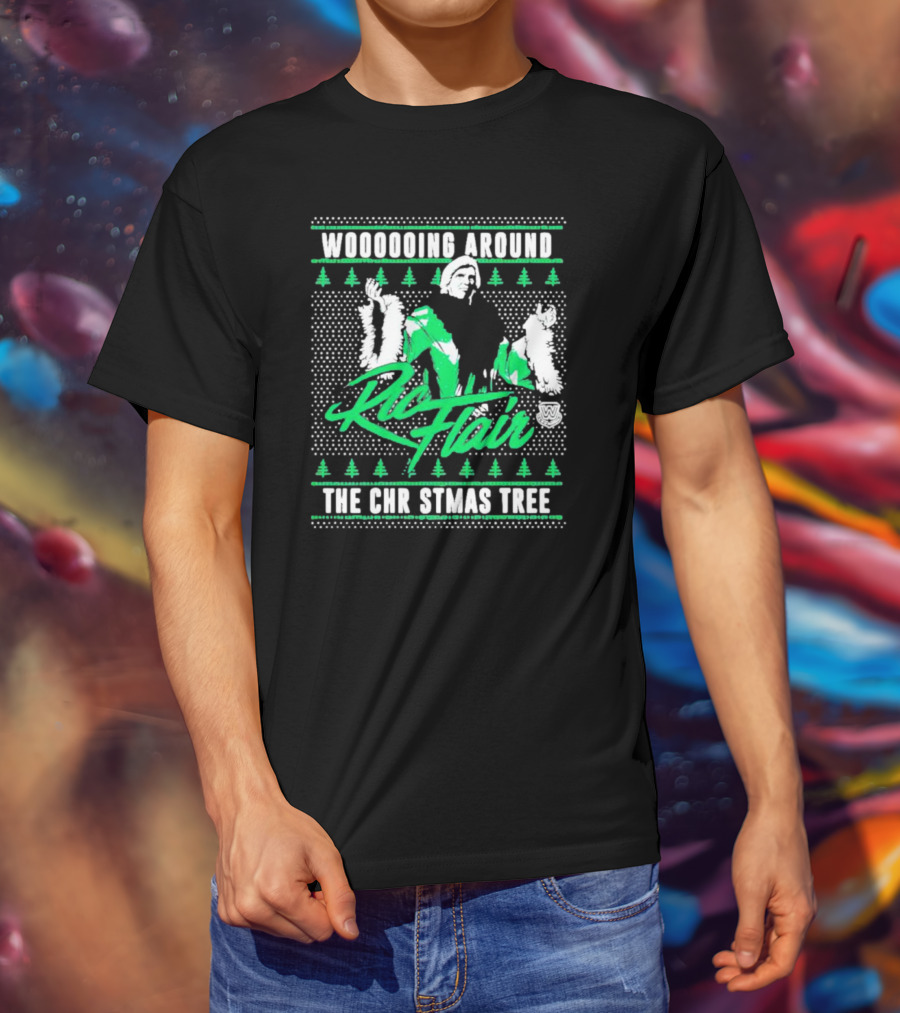 Woooooing Around The Christmas Tree Ric Flair Ugly Faux Knit T-Shirt