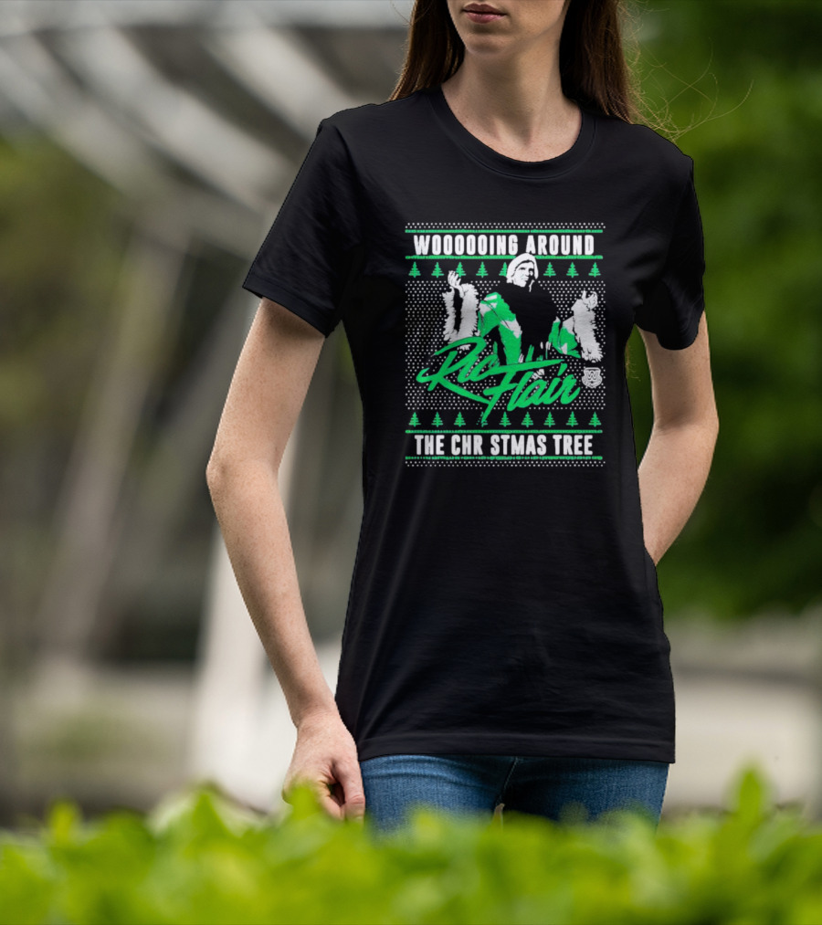 Woooooing Around The Christmas Tree Ric Flair Ugly Faux Knit T-Shirt