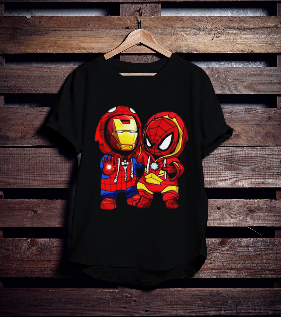 Baby Iron Man And Baby Spiderman Heroes Duo T-Shirt