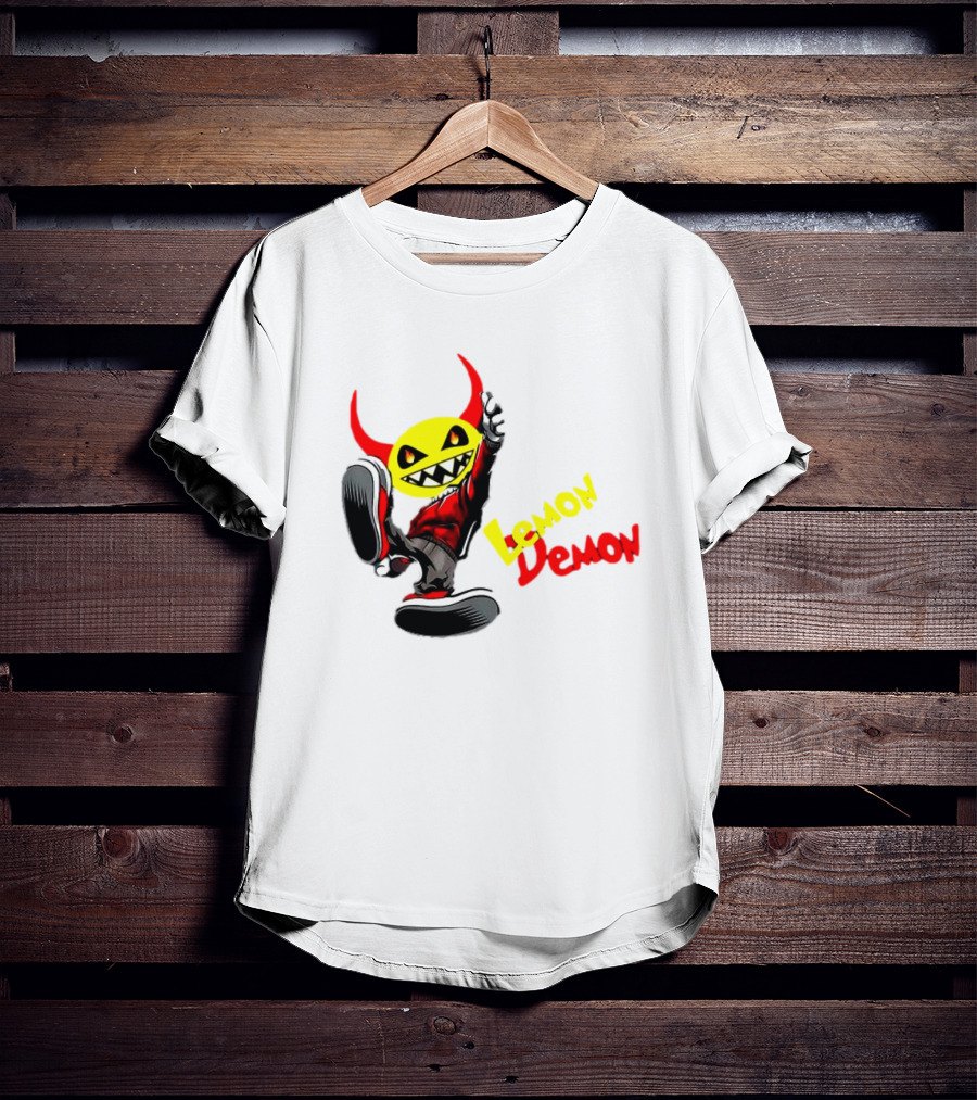Lemon Demon Hip Hop Character In Sneakers With Red Devil Horns T-Shirt