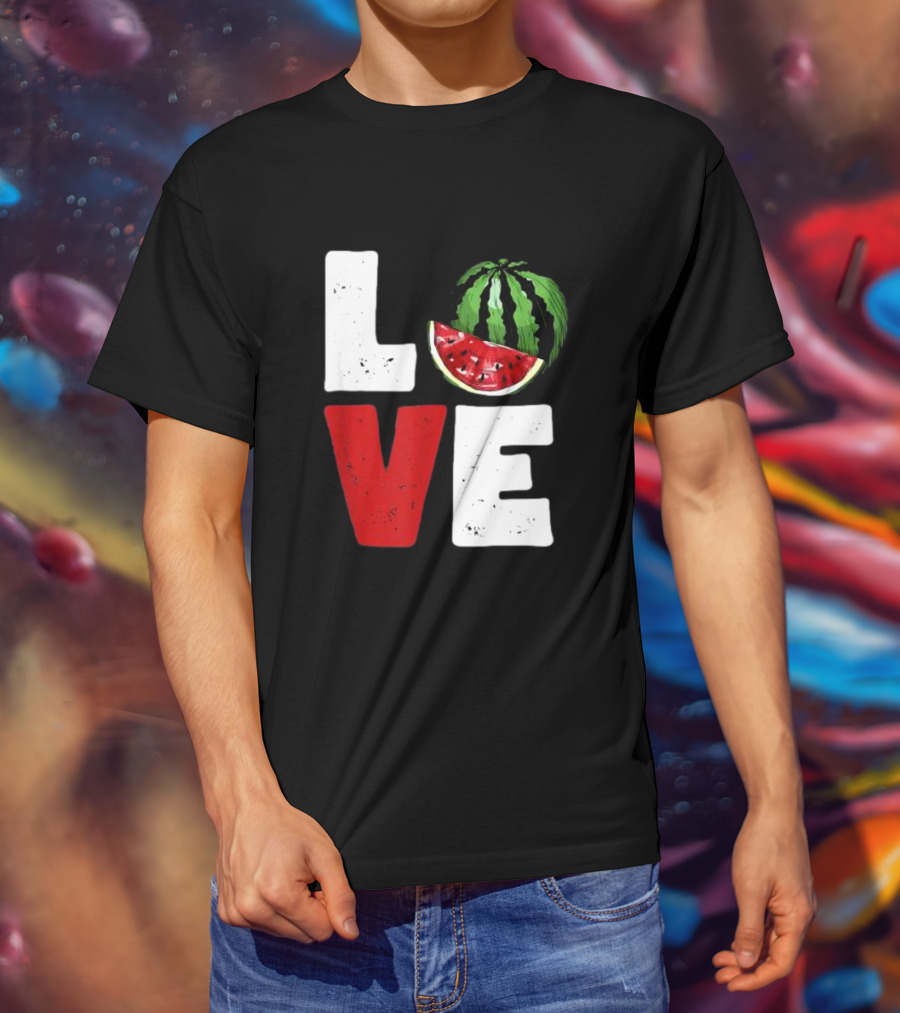 LOVE Watermelon Slice Typography T-Shirt