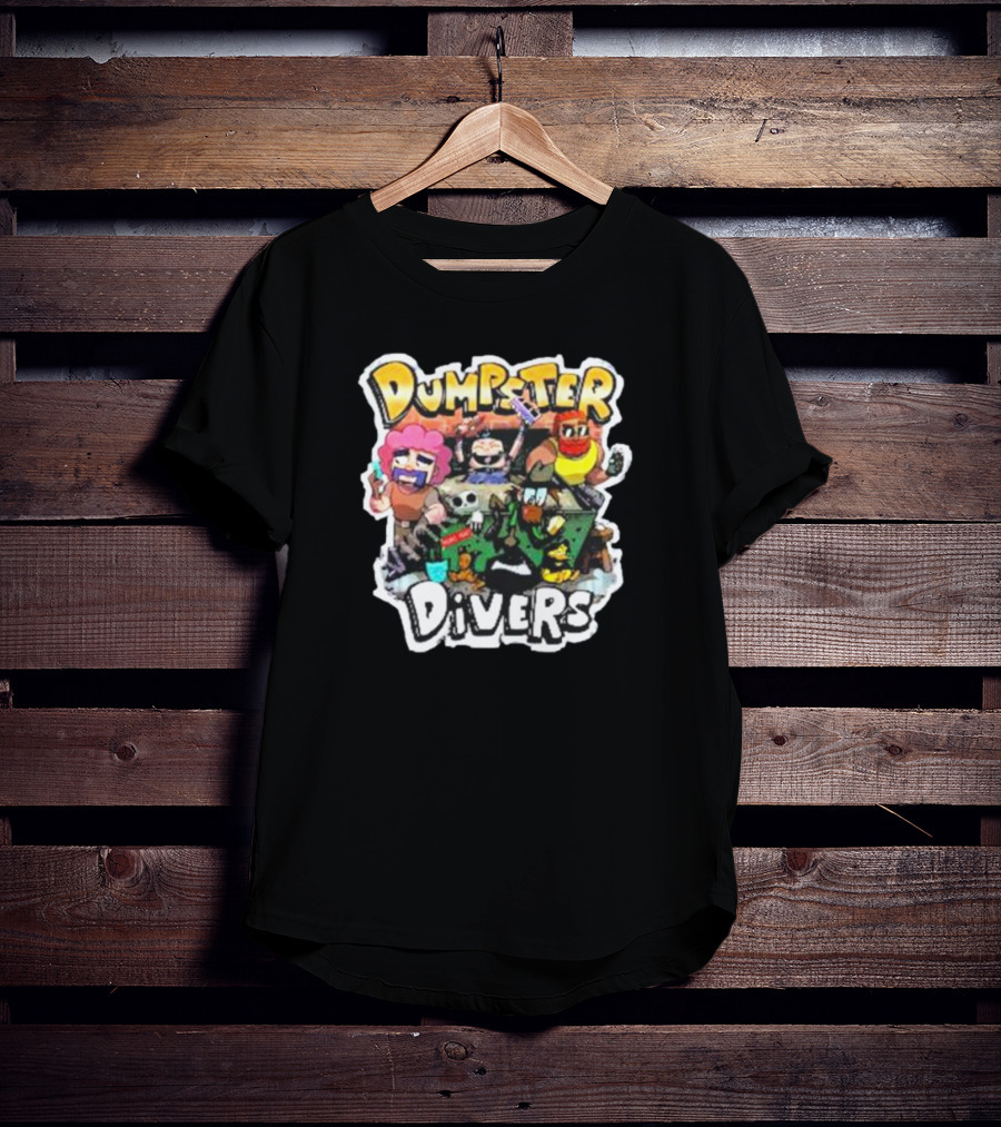 Neebs Gaming Merch Dumpster Divers Animated Character Adventure T-Shirt