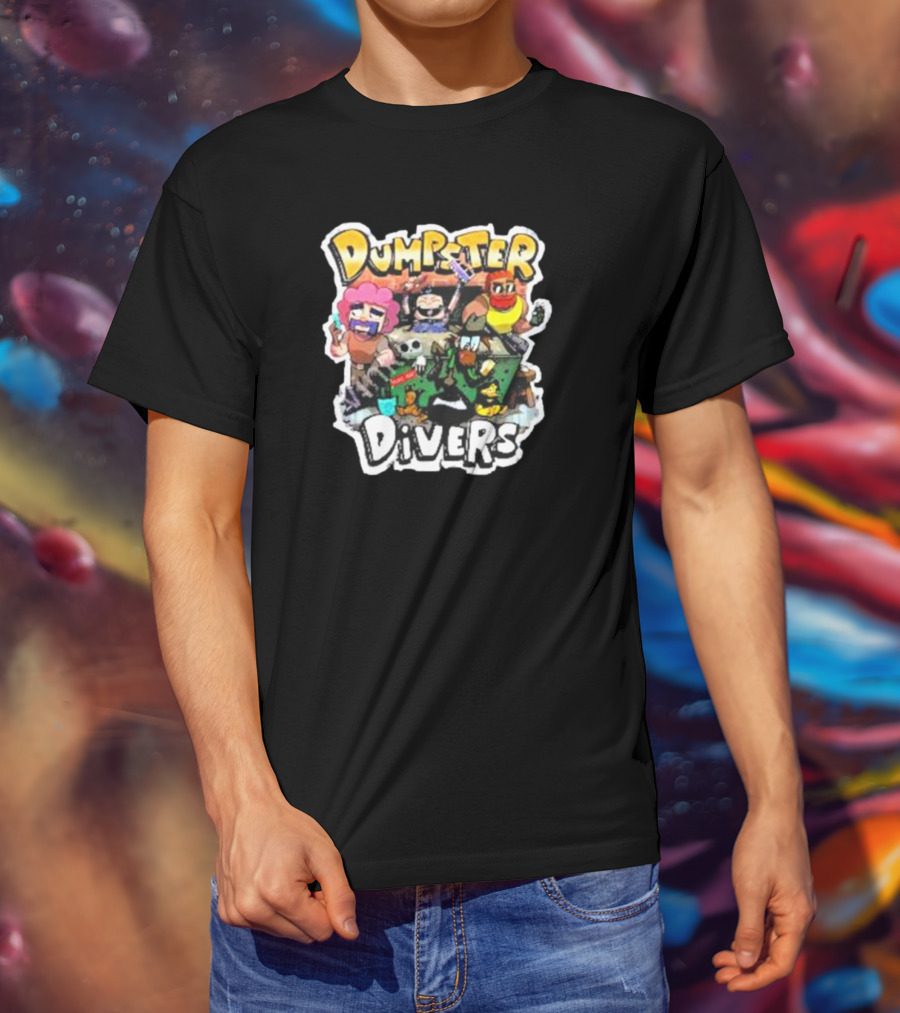 Neebs Gaming Merch Dumpster Divers Animated Character Adventure T-Shirt