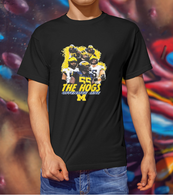 Valiant University Of Michigan Football The Hogs Offensive Line Team Spirit T-Shirt