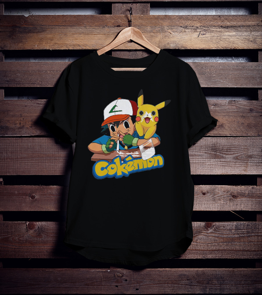 Cokemon Parody Pikachu Ash Ketchum Anime Humor T-Shirt