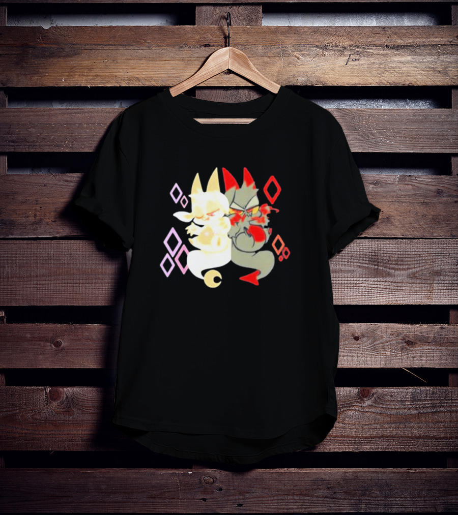 Buzzfeed Chikn Nuggit Devil And Angel Characters With Colorful Diamond T-Shirt