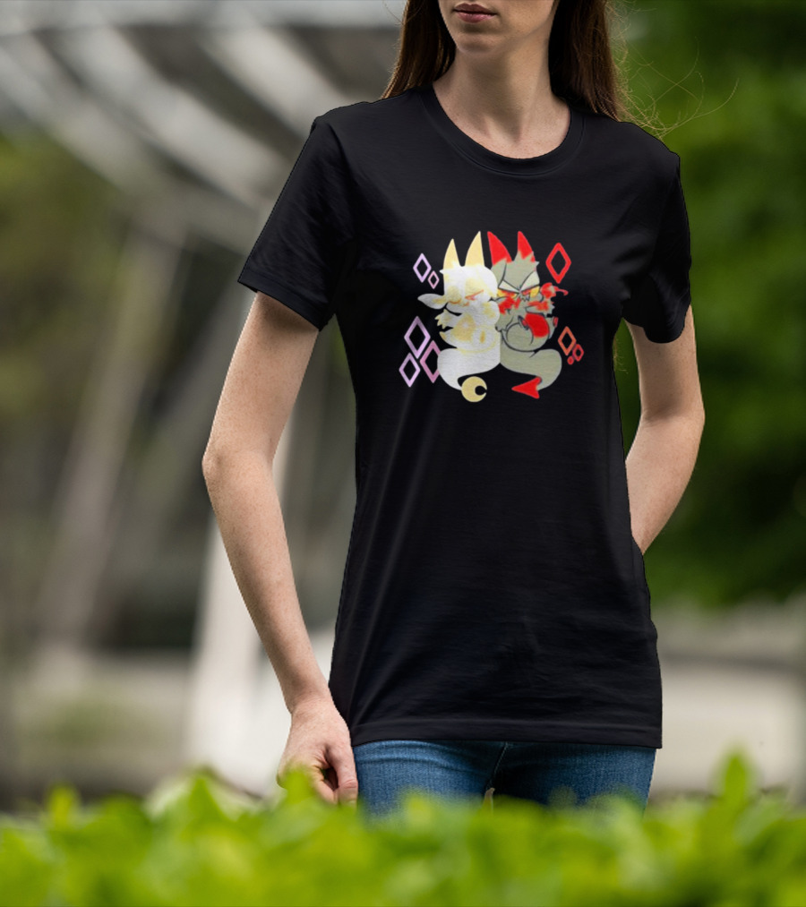 Buzzfeed Chikn Nuggit Devil And Angel Characters With Colorful Diamond T-Shirt