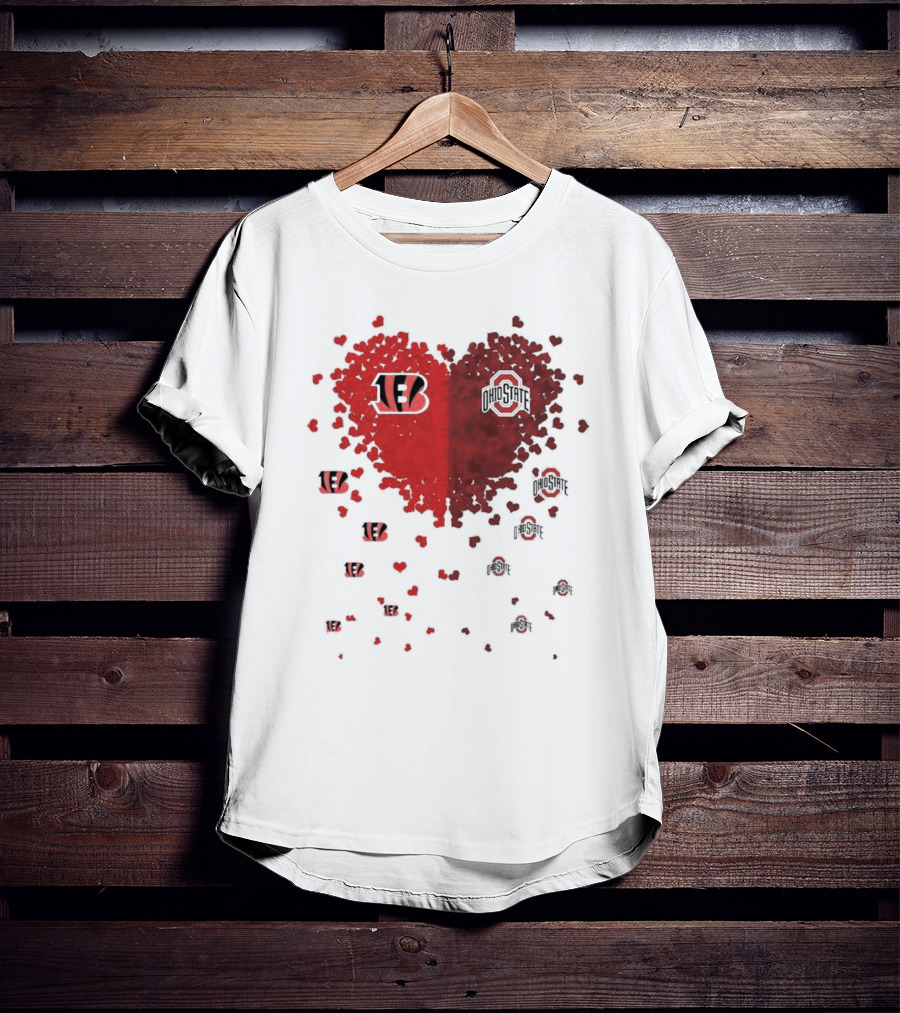 Cincinnati Bengals Ohio State Buckeye Heart Shape T-Shirt