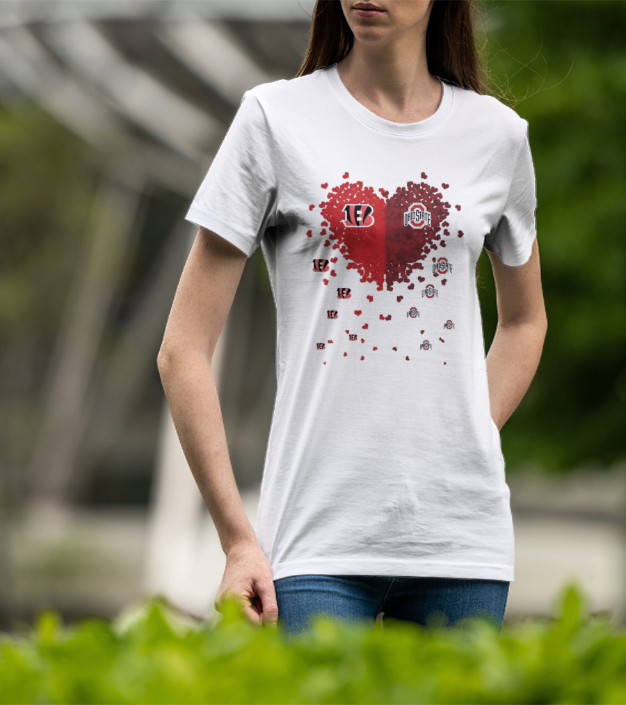 Cincinnati Bengals Ohio State Buckeye Heart Shape T-Shirt
