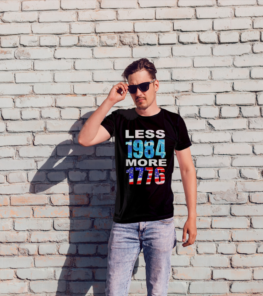 Hi-Rez The Rapper Less 1984 More 1776 American Flag Text T-Shirt