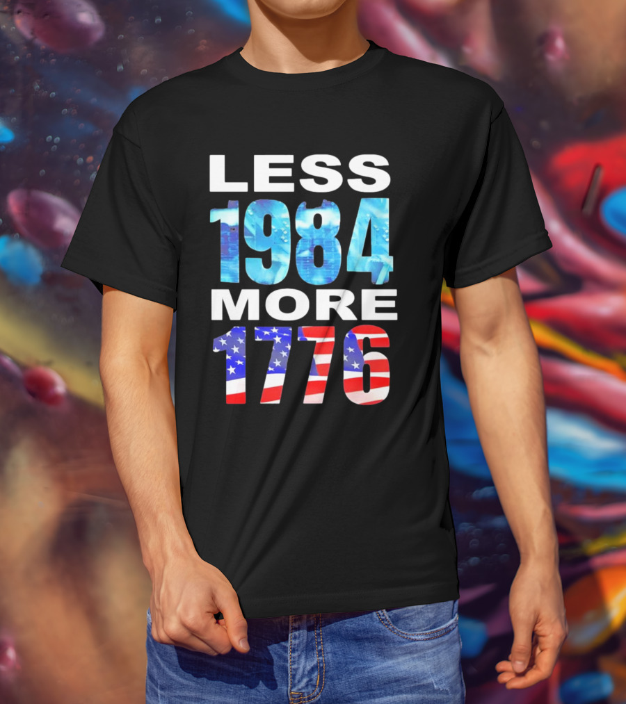 Hi-Rez The Rapper Less 1984 More 1776 American Flag Text T-Shirt