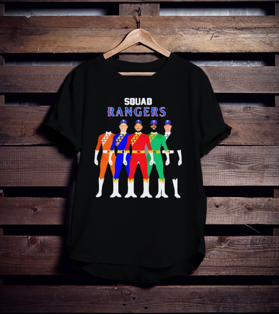 Squad Rangers Power Rangers Texas Rangers Baseball Crossover T-Shirt