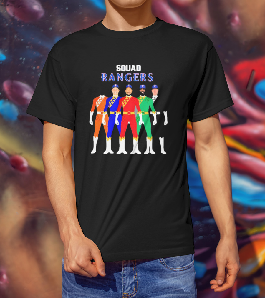 Squad Rangers Power Rangers Texas Rangers Baseball Crossover T-Shirt