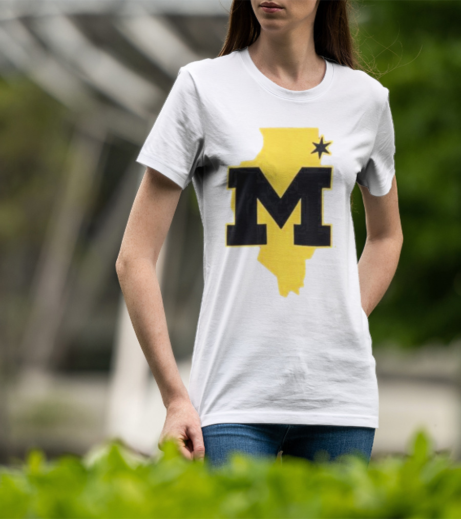 University Of Michigan M Den Pop-Up Chicago Map T-Shirt