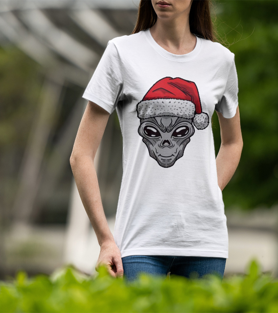 Santa Hat Alien Xmas T-Shirt