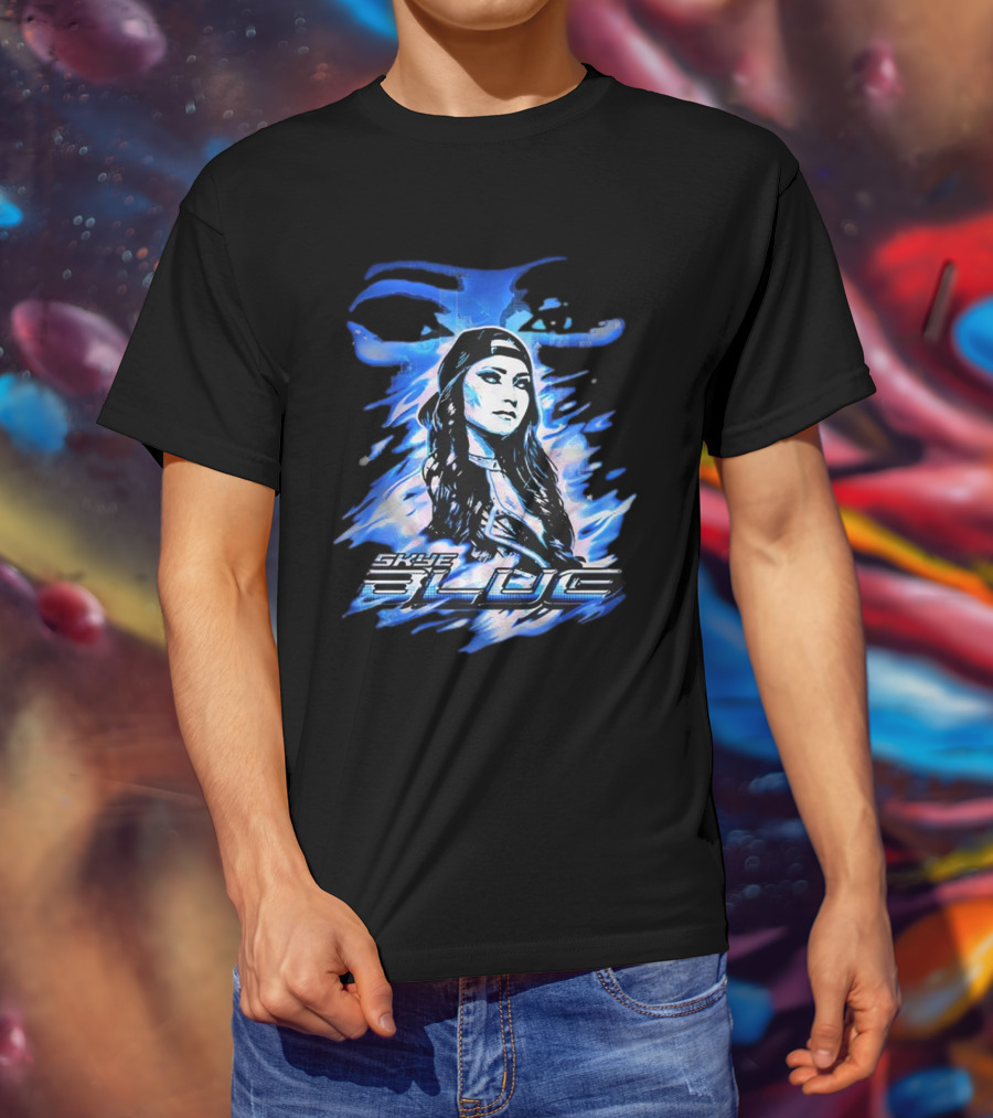 Skye Blue Spookye Blue Blue-Hued Portrait With Intense Eye T-Shirt