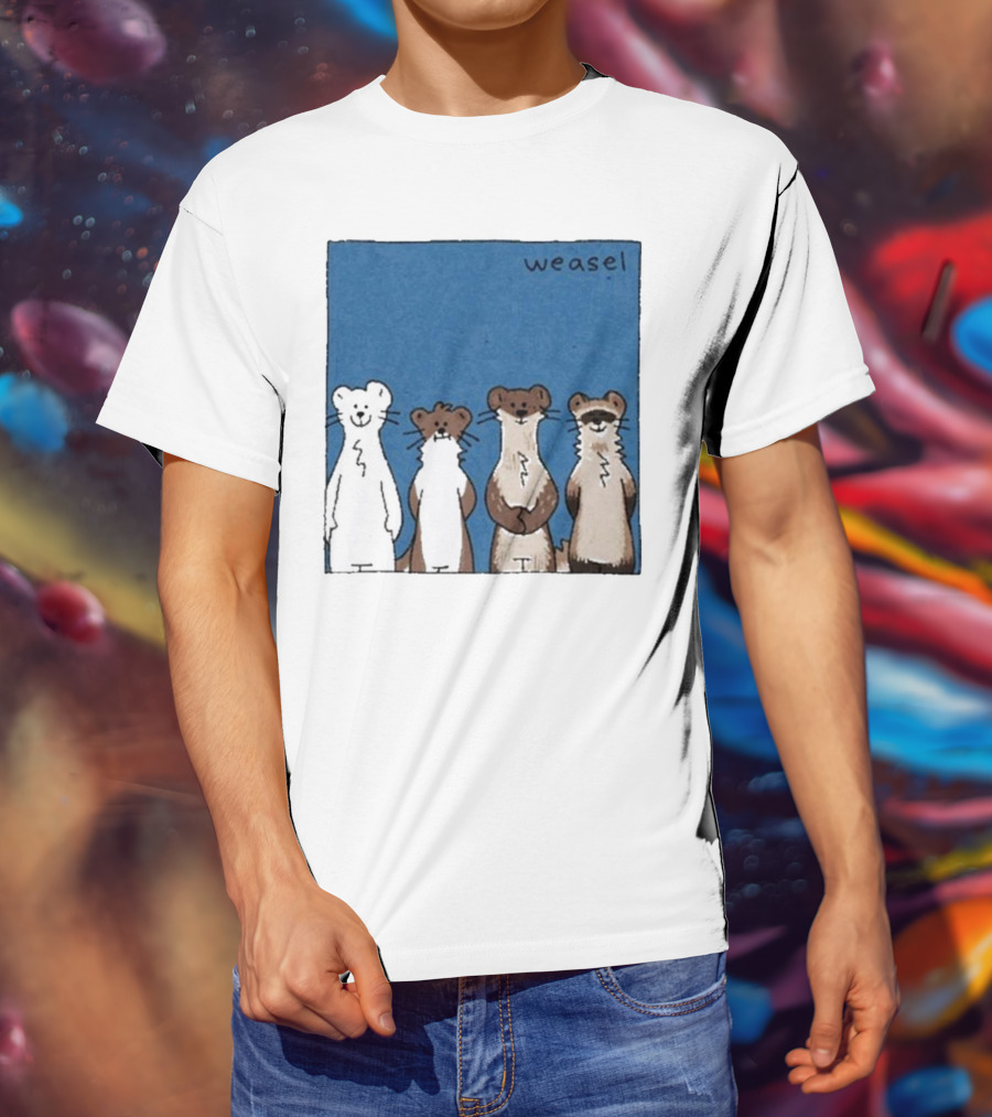Weasel Quartet Cartoon Art Featuring Four Cute Mustelids T-Shirt