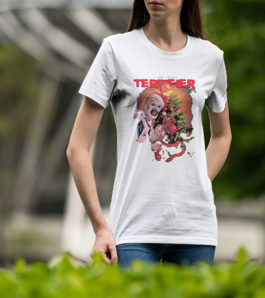Damien Leone Terrifier Christmas Horror Santa With Christmas Tree T-Shirt