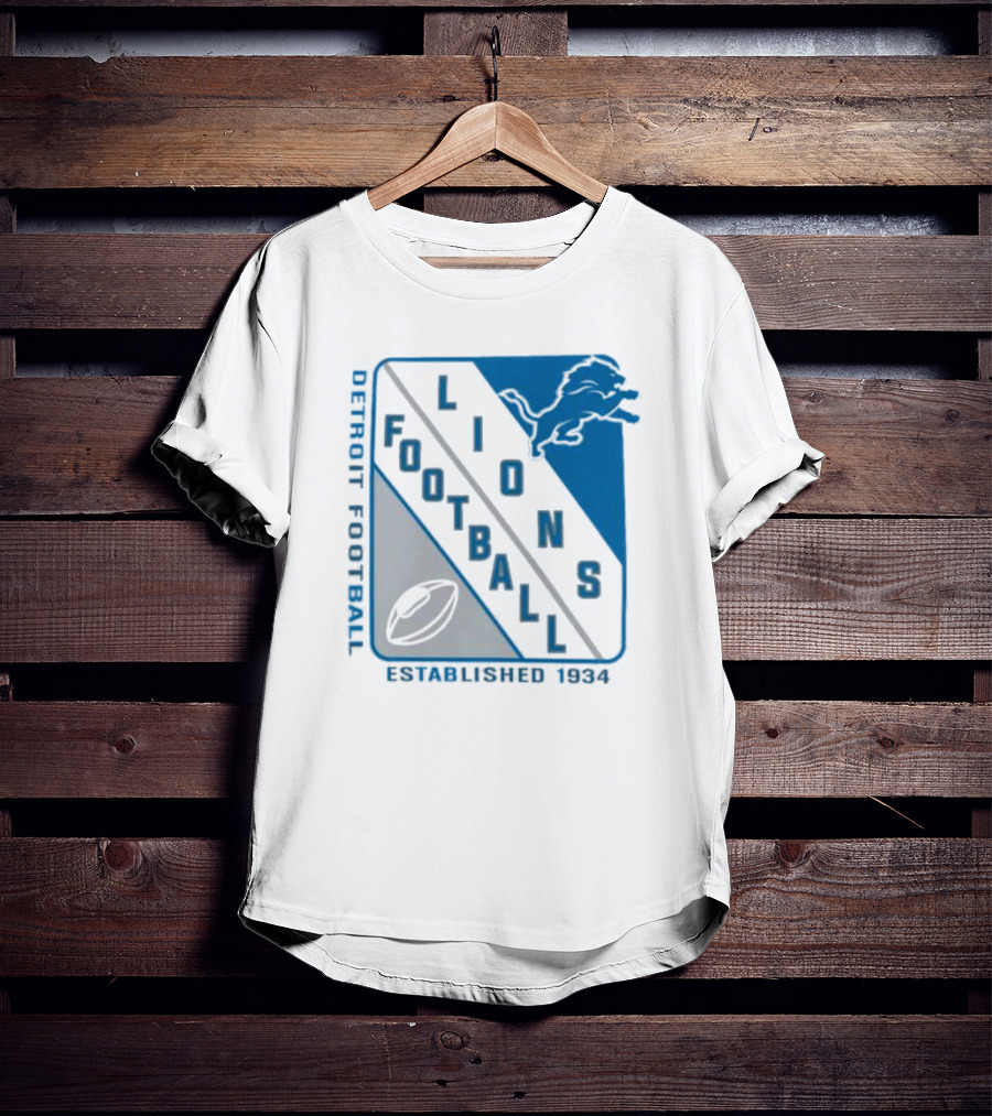 Detroit Lions Football Shield Established 1934 Iconic T-Shirt
