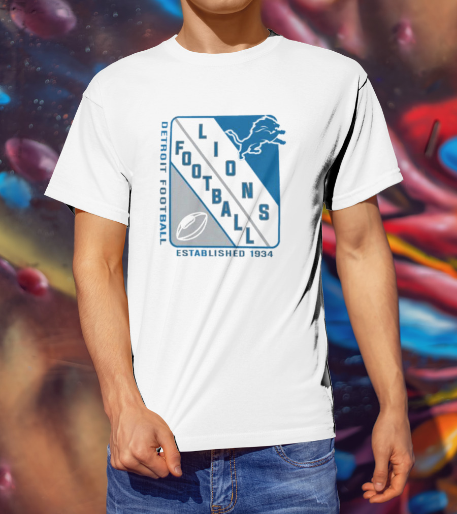 Detroit Lions Football Shield Established 1934 Iconic T-Shirt