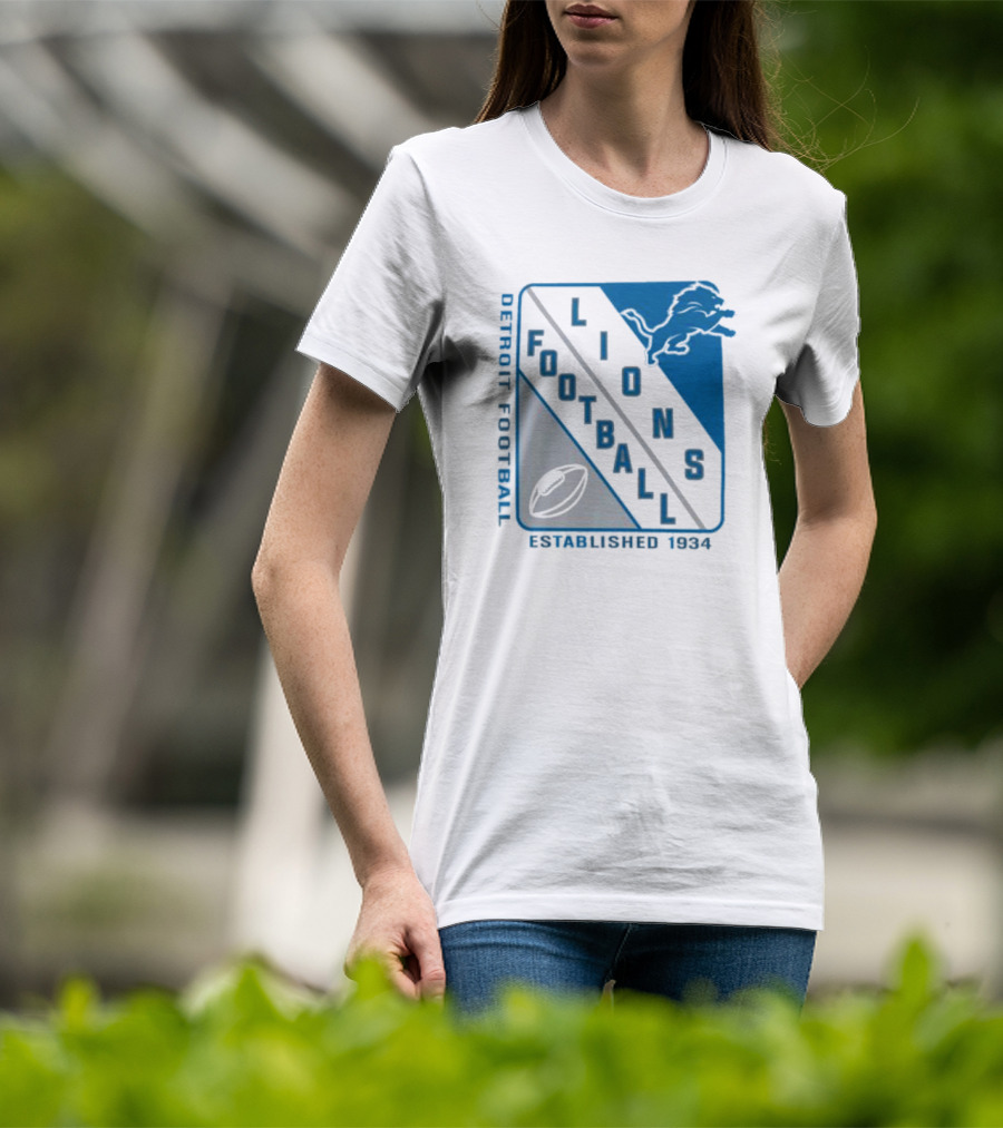 Detroit Lions Football Shield Established 1934 Iconic T-Shirt