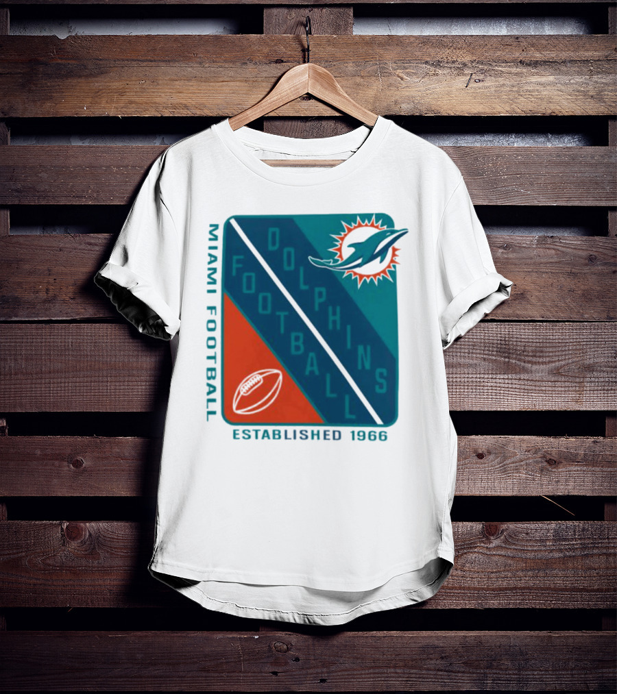 Miami Dolphins Football Established 1966 Logo Shield T-Shirt