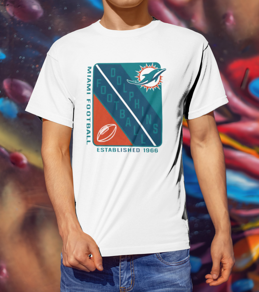 Miami Dolphins Football Established 1966 Logo Shield T-Shirt
