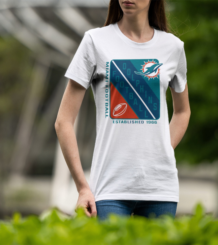 Miami Dolphins Football Established 1966 Logo Shield T-Shirt