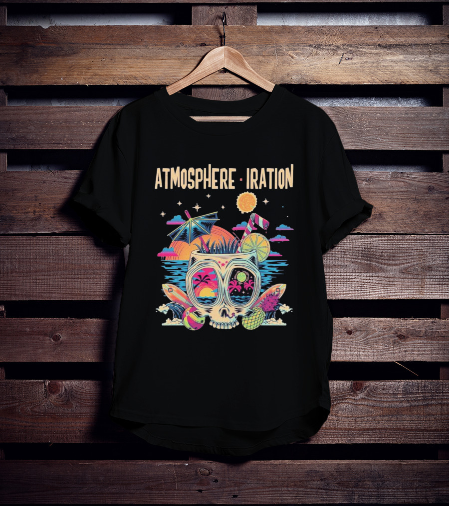 Atmosphere Iration Tropical Skull Beach Paradise T-Shirt