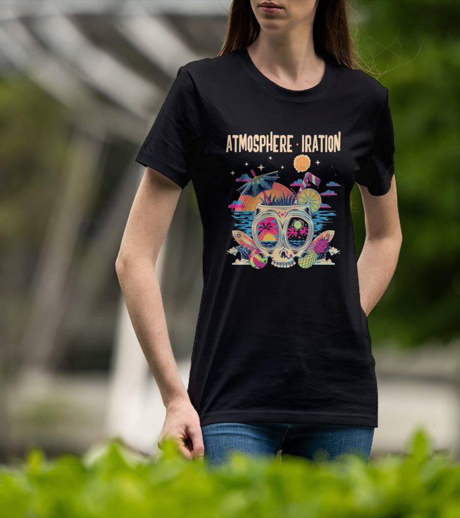 Atmosphere Iration Tropical Skull Beach Paradise T-Shirt