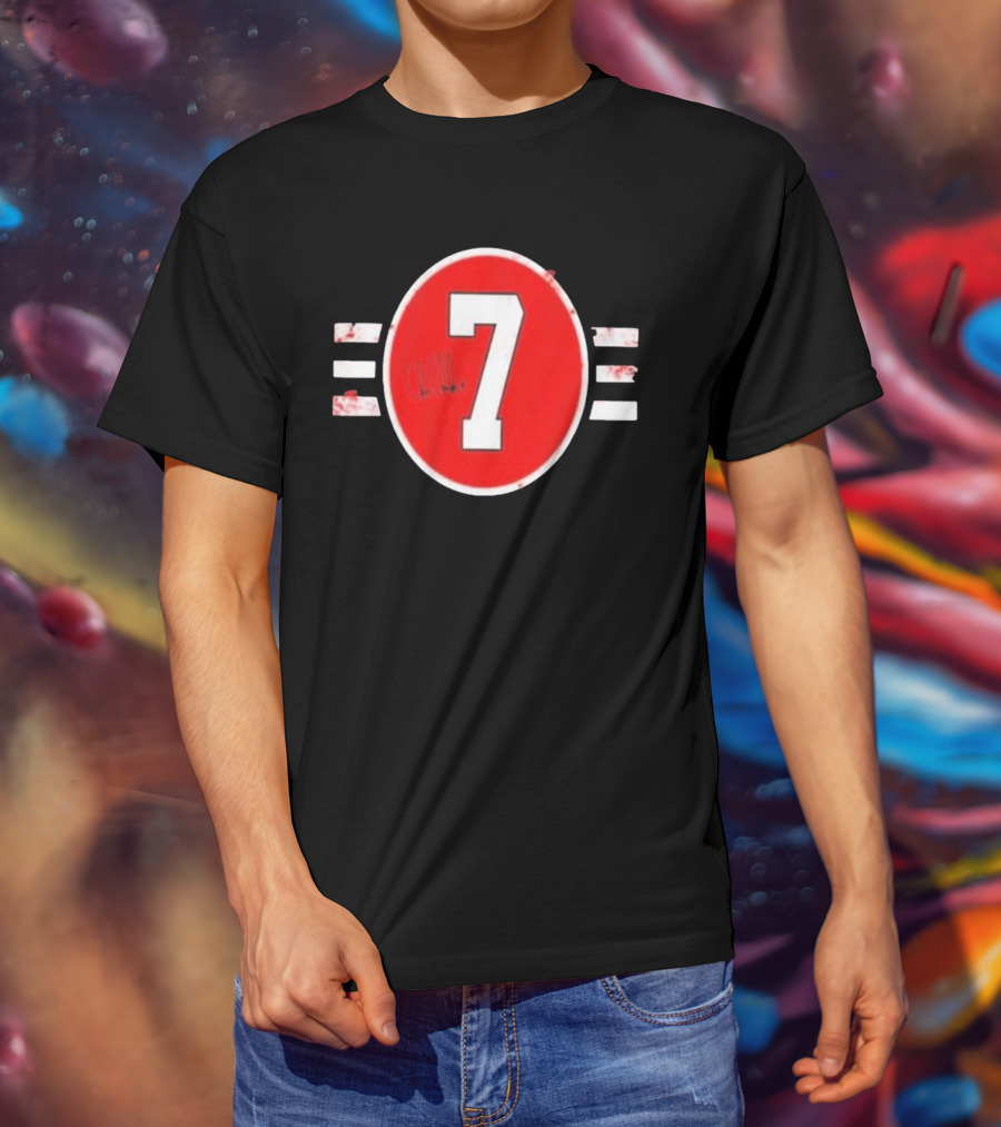 Chicago Blackhawks 7 Chris Chelios Hockey Number Red Black White T-Shirt