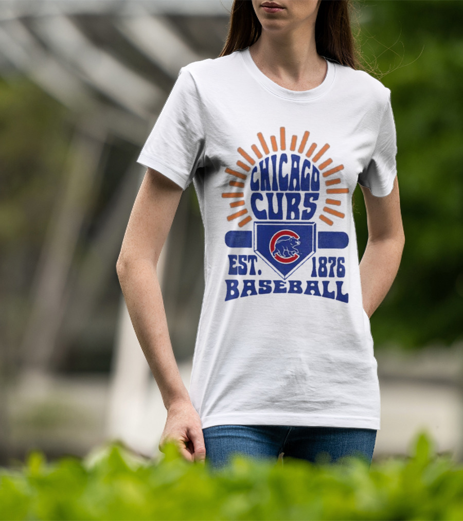 Chicago Cubs Youth Est. 1876 Baseball Sun Burst T-Shirt