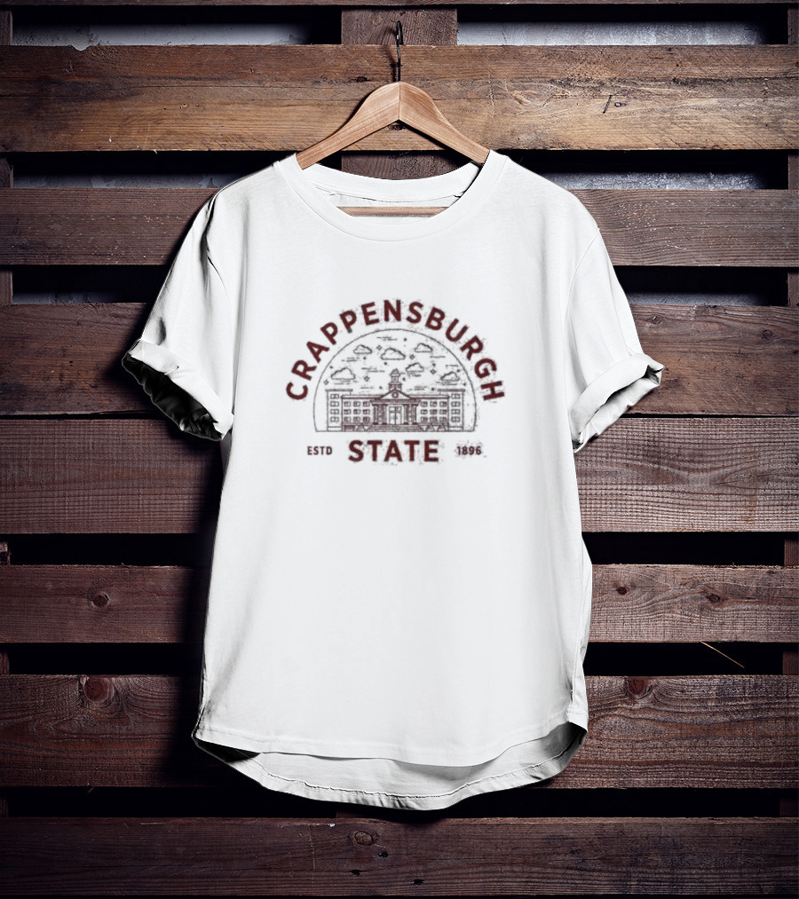 Crappensburgh State Estd 1896 With Vintage Campus Sketch T-Shirt