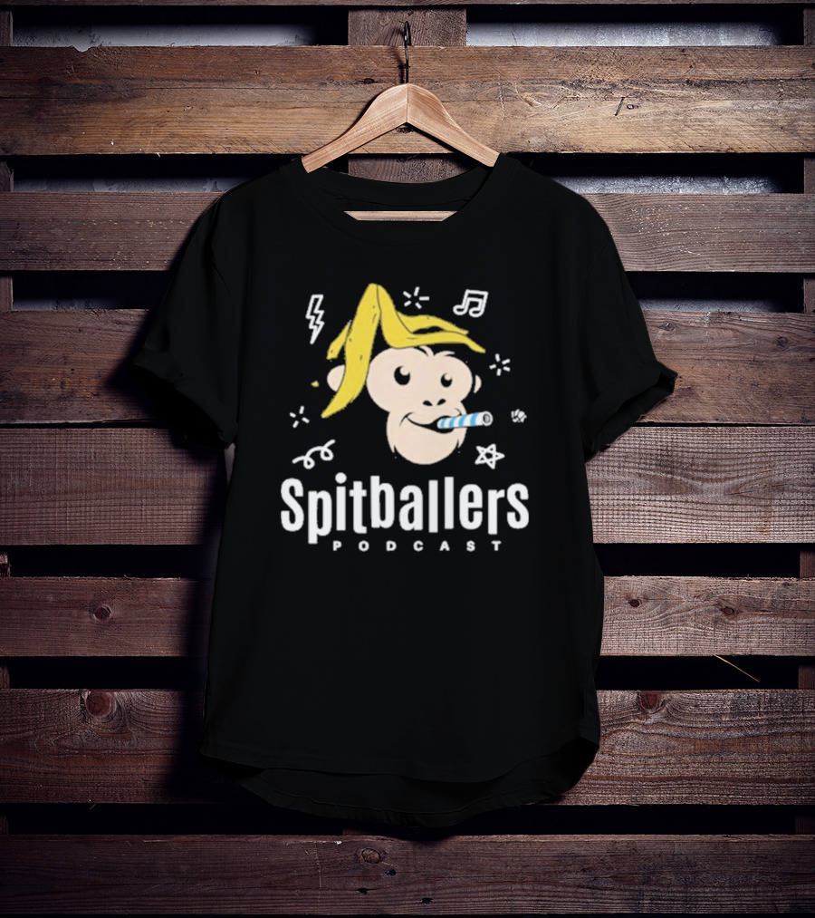 Spitballers Podcast Monkey With Party Accessories And Musical Notes T-Shirt