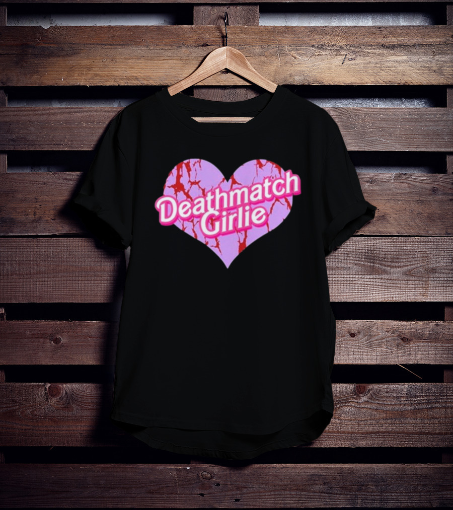 Deathmatch Girlie Heart With Pink And Red Crack T-Shirt