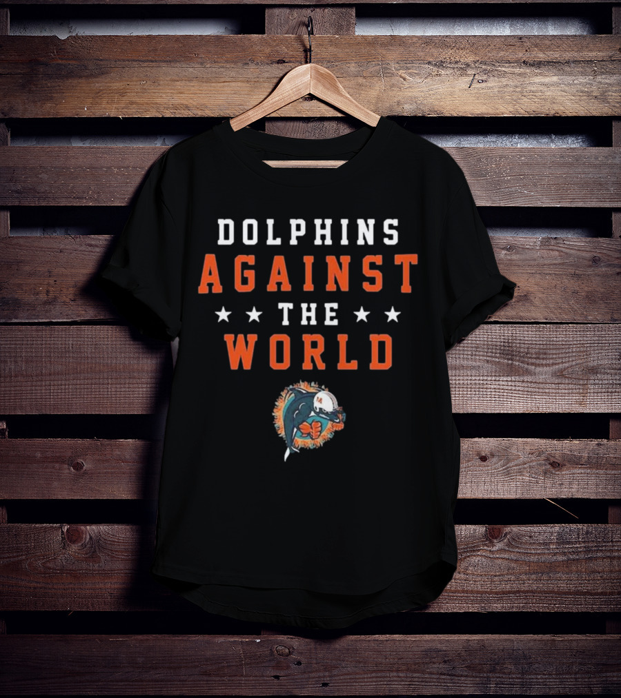 Dolphins Against The World Football Helmet Stars T-Shirt
