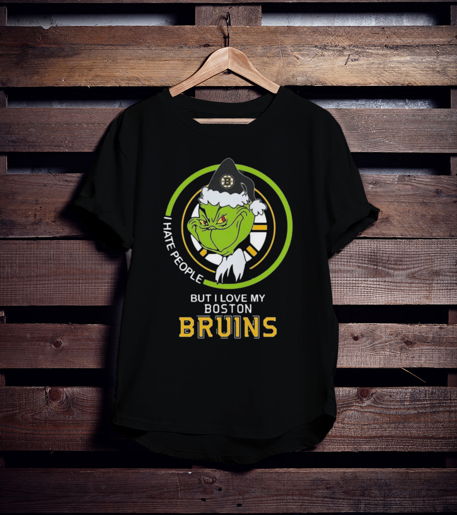 Grinch I Hate People But I Love My Boston Bruins NHL Team Spirit T-Shirt