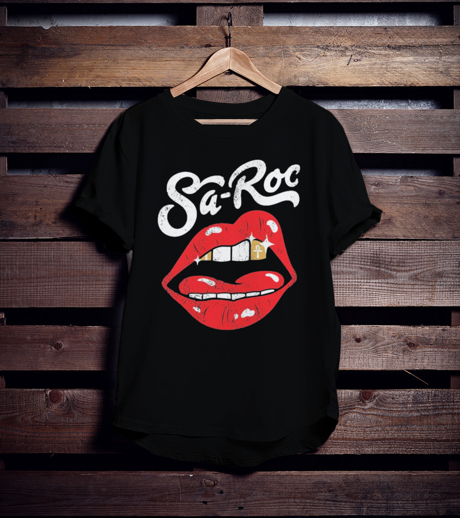 Sa-Roc Red Lips With Ankh Tooth T-Shirt