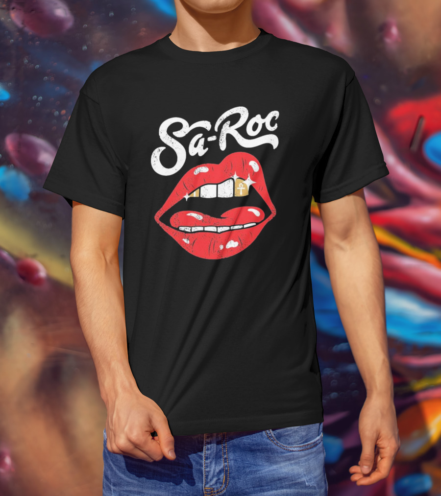 Sa-Roc Red Lips With Ankh Tooth T-Shirt