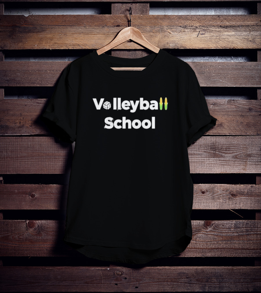 Volleyball School Corn Icon With Corn Ears And Volleyball T-Shirt