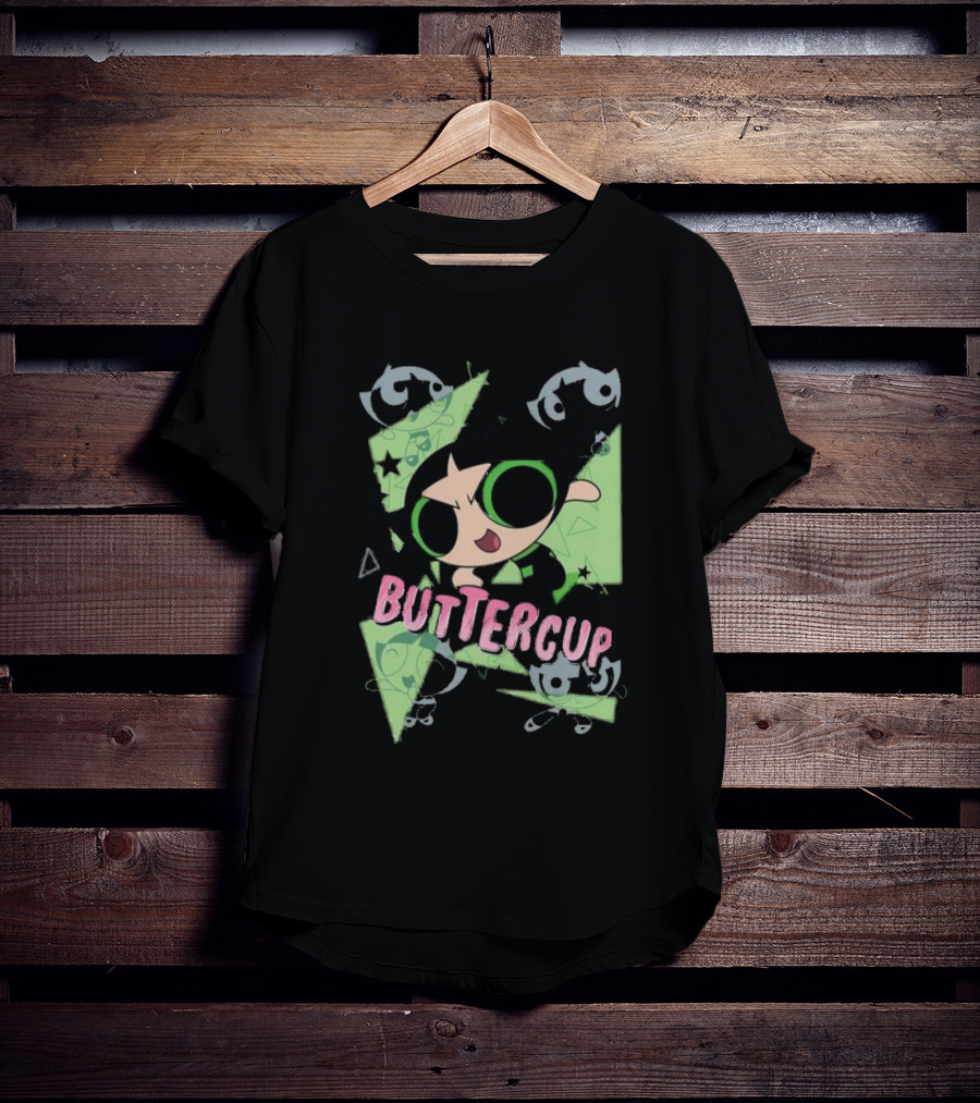 Powerpuff Girls Buttercup Moves CN Text And Symbols T-Shirt