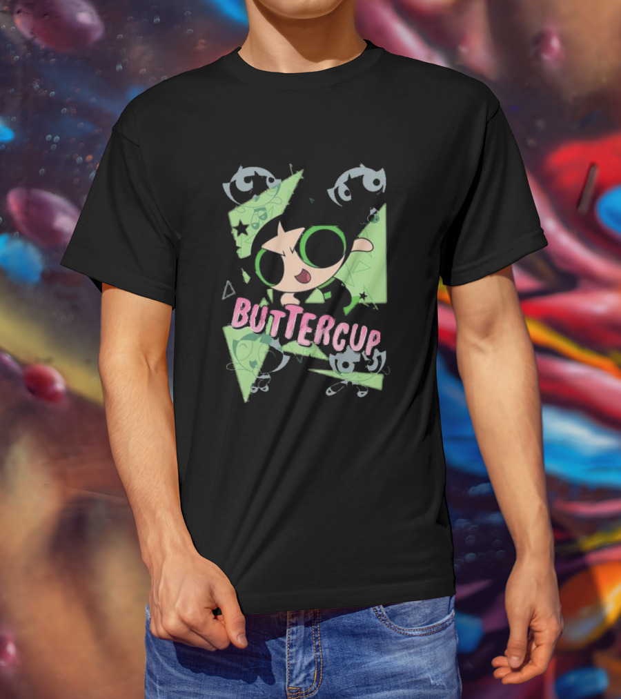 Powerpuff Girls Buttercup Moves CN Text And Symbols T-Shirt