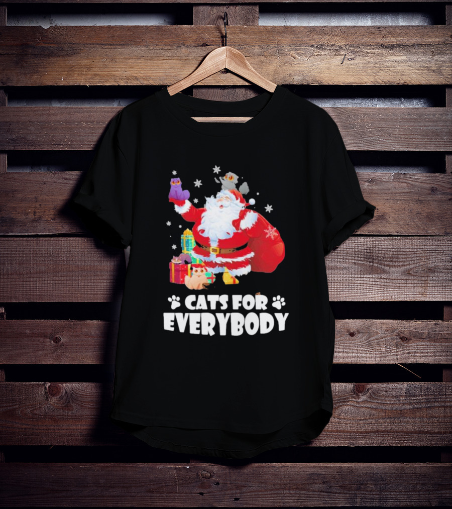 Santa Claus With Gift Cats For Everybody Fun Christmas T-Shirt