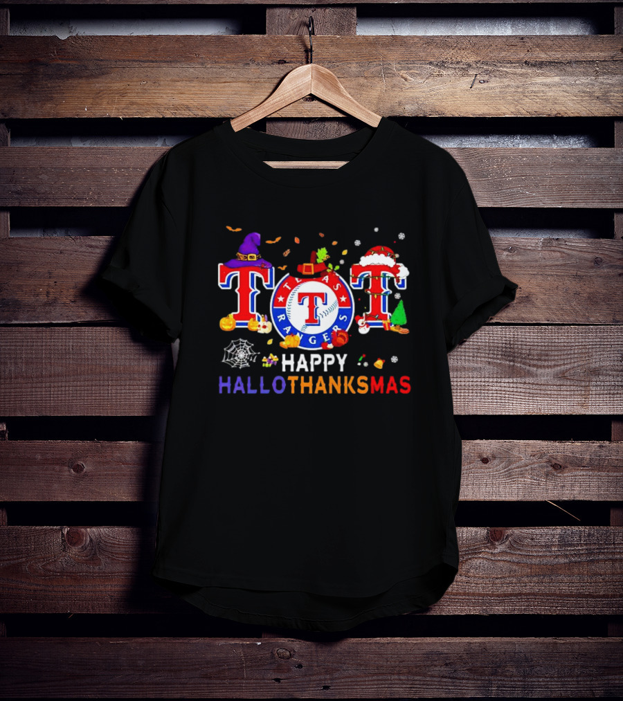 Texas Rangers Happy HalloThanksMas Holiday T-Shirt